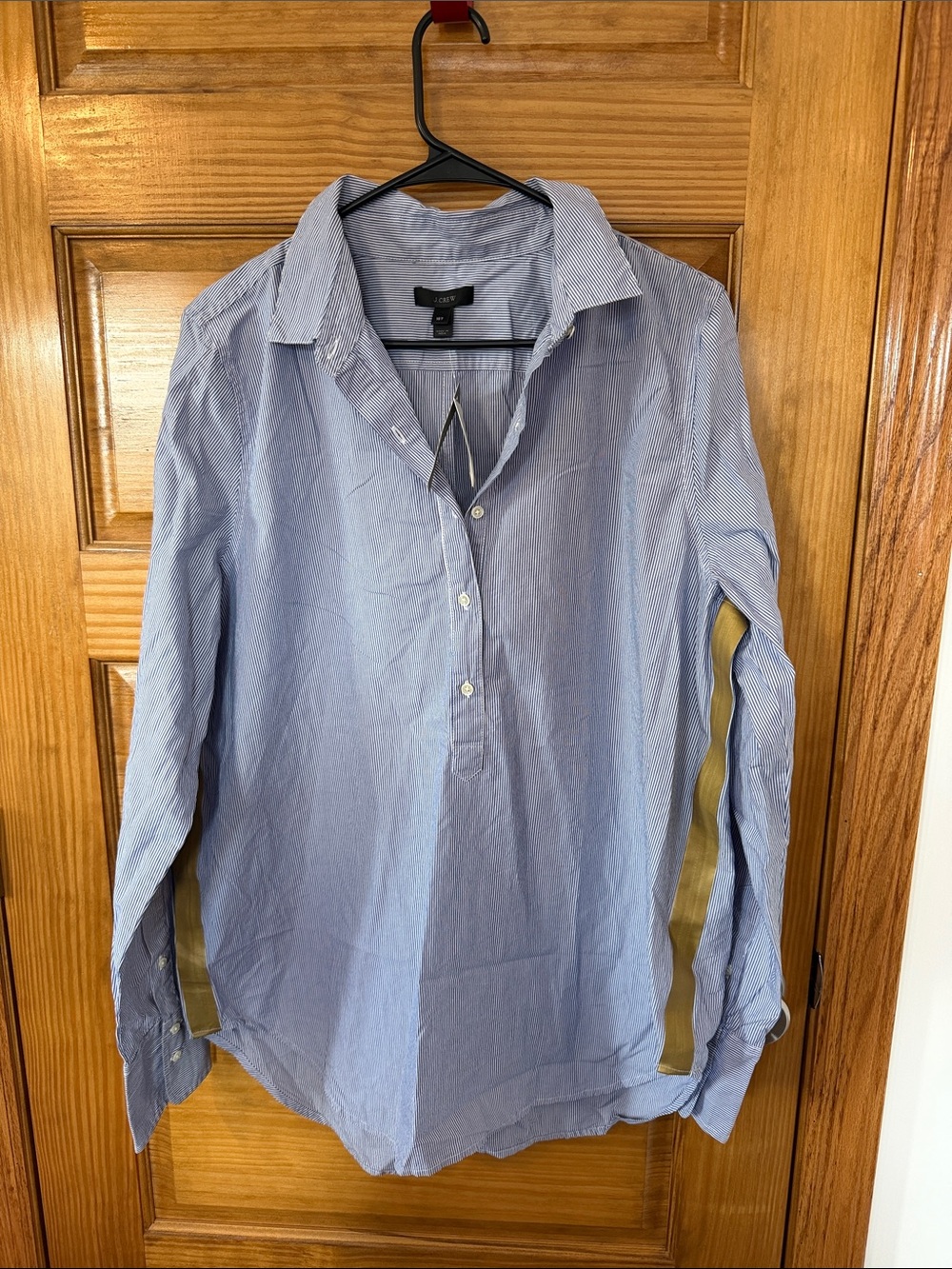 Women’s J. Crew Blue Gold Side-Stripe Popover Shirt- Size 16T